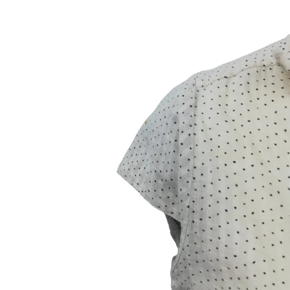 Free People Polka Dot Short Sleeve Ruffle Button Front Shirt Size XS Crochet
